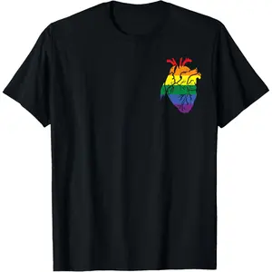 Anatomical Rainbow Heart Gay Pride Flag LGBT Nurse RN Gift T-Shirt