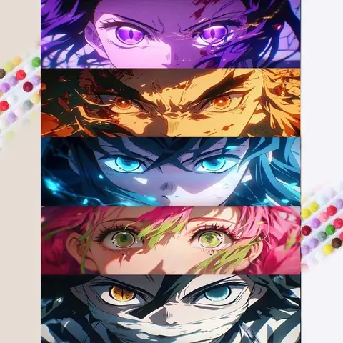 1 DIY diamond painting kit, 5D diamond art set, DIY decoration, anime character eyes diamond painting set with full round diamonds, mosaic, diamond art, DIY art home decoration, suitable for Christmas, Crafts