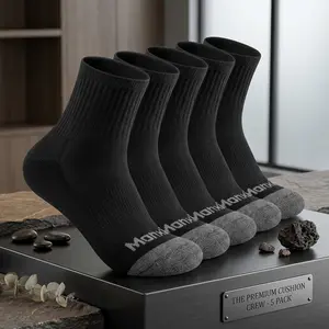 Men's 100% Cotton Cushioned Ankle Athletic Performance Running Socks - Moisture Wicking Breathable Quarter Socks for Sports Workout Jogging Gym Comfortable Durable Everyday Wear