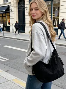 Women's Soft Leather Handbag Shoulder Bag, Adjustable Strap Crossbody Purse, Convertible Design for Work & Travel, Minimalist Style, Casual Commuter Bag