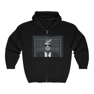 Trump American Gangster Zip-up Hoodie, Political Patriotic Full Zip Sweatshirt, American President Support Jacket, USA Election Apparel, Red