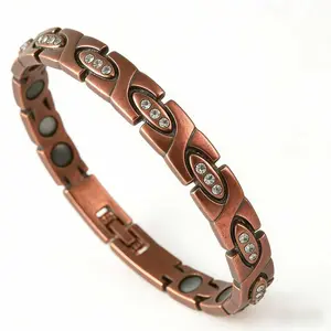 Women's Copper Bracelet, Solid Copper Diamond Inlaid Magnetic Bracelet, 3500 Gauss, Gift for Mom, Mothe