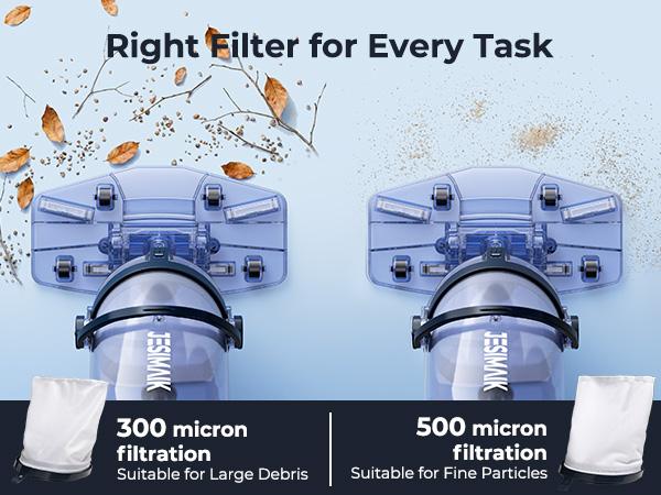 Pool Vacuum for Above Ground Pool, JESIMAIK 18.5 GPM Powerful Suction Pool Vacuum with Telescopic Pole, 60min Runtime Dual Head Rechargeable Pool Cleaner,Ideal for Leaves, Debris