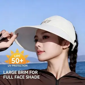 Wide-brim sun visor with UPF 50+ UV protection, open-top design for comfortable wearing. The adjustable head circumference fits most people, lightweight and breathable for outdoor daily use.