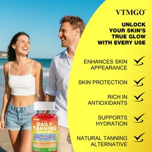 VTMGO-Tanning Gummies Antioxidant:Natural Tanning Supplement WithAstaxanthin Lycopene & BetaCaroteneSupports Radiant Light Beige. Skin Fitness