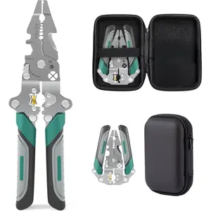 8 in 1 Wire Stripper Cutter Foldable Tool with Portable Storage Bag,Multifunctional Foldable Crimper and Stripper Electrical Pliers,Electrical Multitool for Strippers, Cutters, Crimping outdoorfun