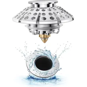 3-in-1 Bathtub Drain Stopper with Hair Catcher - Universal Tub Drain Plug for /8" to 2" Holes, Pop-Up Tub Stopper for Bathroom Sink, Anti-Clog Shower Strainer by