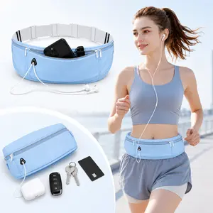 3-Pocket Slim Sports Jogging Waist Bag - Phone Holder Belt Pouch with Headphone Port, Fits Cards/Keys, for Daily Workouts, Active Lifestyles, Cycling