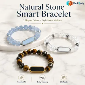 Natural Stone Smart Bracelet for Women, Fashion Wellness Tracker, IP68 Water Resistant, Wearable Fitness Trackers