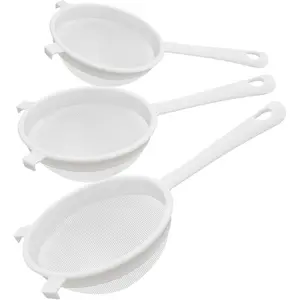 3 count Plastic Nylon Fine Mesh Kefir Strainer Set with Handle, Sieve Fine Mesh Colander Flour Sifter for Yogurt Baking Kitchen Kefir  Juice Pasta