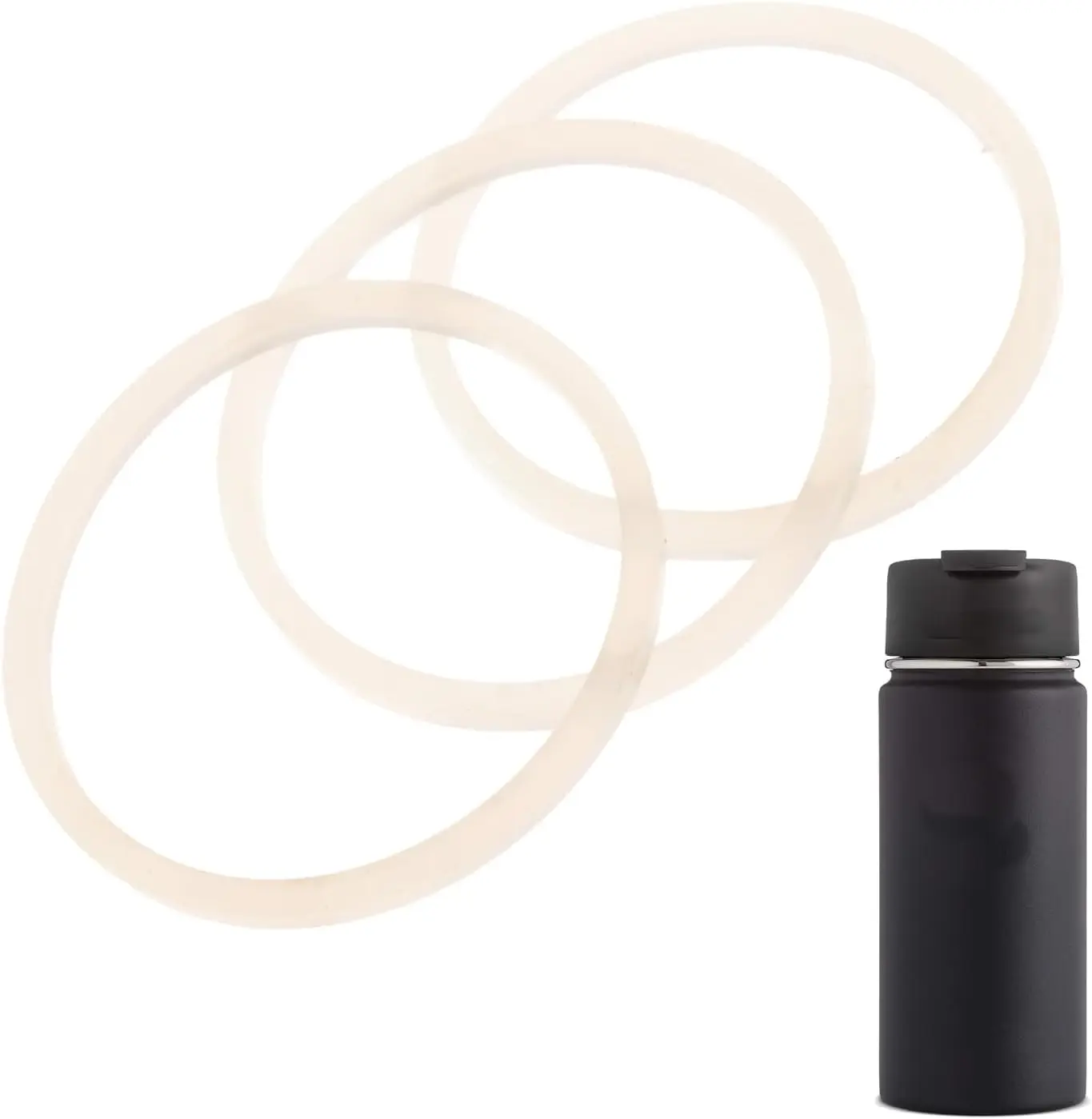 Wide Mouth Water Bottle Lid Gaskets - Leak-Proof Silicone Gasket - BPA-Free Rubber Bottle Seal - Wide Mouth Lid Fit - 3-Pack TransparentGift.