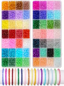 6mm Glass Beads for Jewelry Making, 56 Colors Glass Beads for Bracelet Making, Beaded Bracelets Kit for Bracelet Earring Necklace Jewelry Making Supplies, Diy Mix Beads