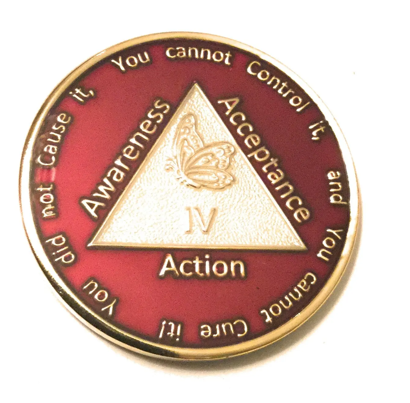 Burgundy Sobriety Medallion, Chip, Token, Coin