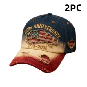 2026 Hot 250th Anniversary 1776-2026 Distressed Denim Baseball Cap for Men American Flag Embroidery Vintage Washed Relaxed Fit Daily Casual Outdoor Spring Summer History Enthusiasts Patriotic Fans-American Tribute Hat Gift Honoring Patriots & Veterans