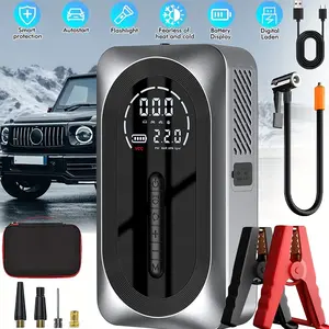 Multifunctional car emergency starter, Automotive, including 8000A battery booster starter, 180 PSI air compressor, 8000MAh battery pack, tire pressure monitor, flashlight, intelligent jumper connector and inflation accessories, Car tool kit