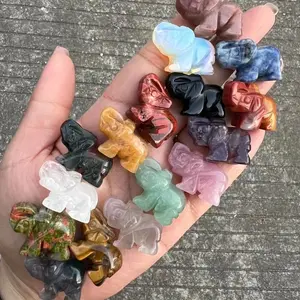 10pcs Handcrafted Mini Crystal Elephant Set - Assorted Colors, Gemstone Figurines for Home Decor & Good Luck