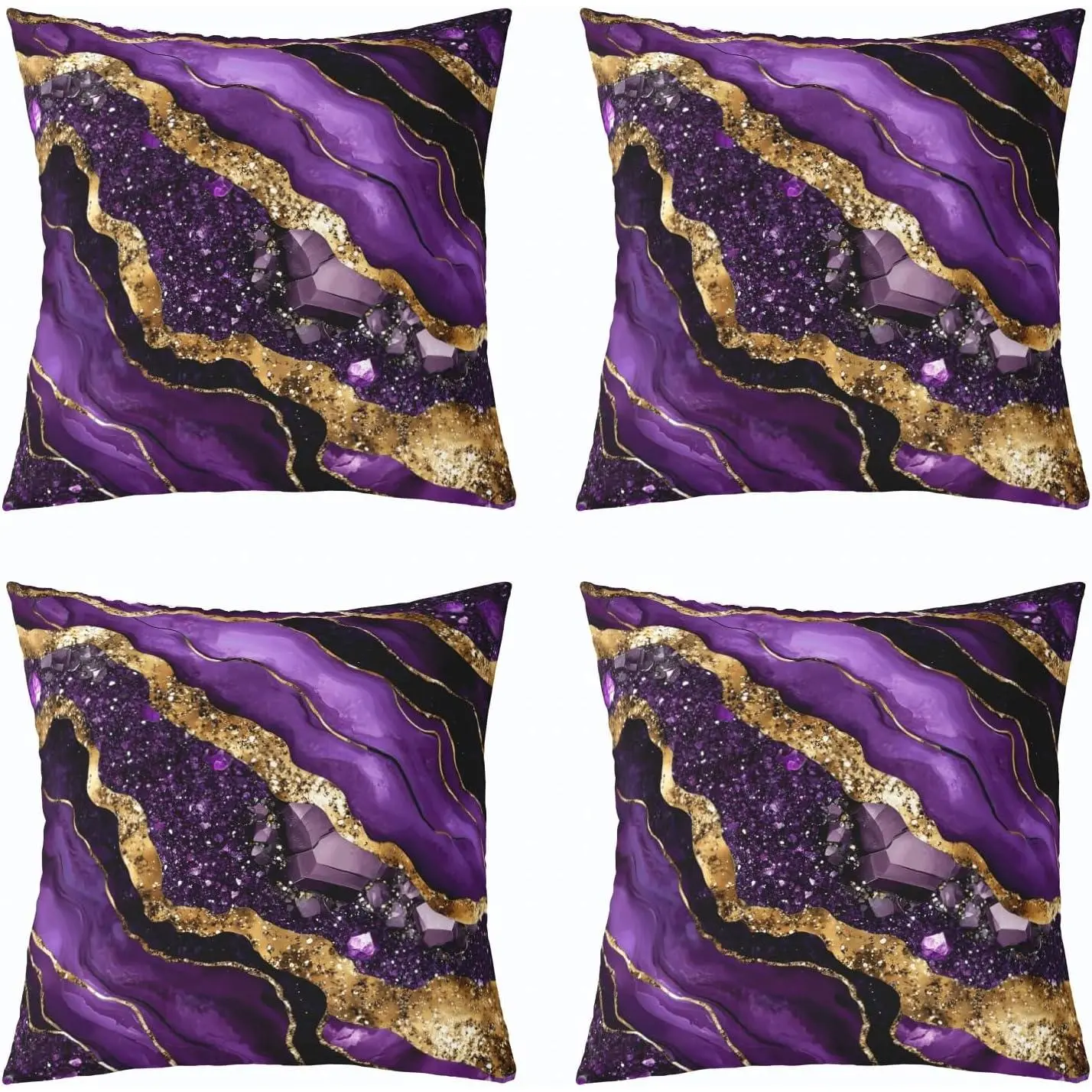 Marble Throw Pillow Covers Gold Purple Cushion Cover Aesthetics Marbling Throw Bed Couch Sofa Watercolor Abstract Home Decor