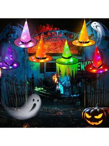 New Halloween Witch Hat Party Decoration Props LED Glow Witch Hat Jagged Ghost Hat