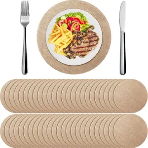 12pc Jute Table Mats Round Reusable Heat Resistant Natural Jute Fiber Mat Boho Style Country Farmhouse Wedding Decor
