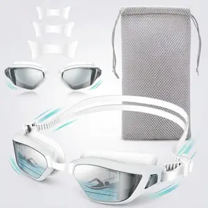 【Vecukty】Stylish White Swim Goggles with Anti-Fog Lens & Leak-Proof Seal, Soft Silicone Frame, Comfortable Sports Eyewear for Pool and Open Water Use