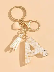 Cute Letter Heart Keychain for Women, Resin Pendant Design Fashion Charm Accessory for Girls