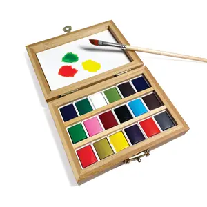 Watercolor Set – Bamboo Box – 18 Pans – Eco-Friendly