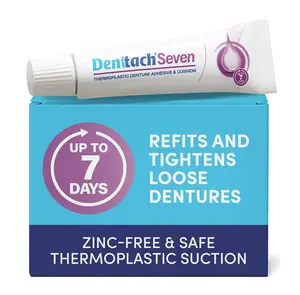 Seven Denture Adhesive, Thermoplastic Denture Cushion and Reliner, Upper and Lower Denture Comfort for Up to 7 Days, Zero Glue, Zinc Free