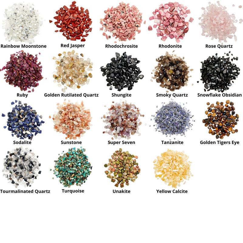 Gemstone Bottle (70 stone types available) Stone Bottles by New Moon Beginnings - Gemstone Chips Gemstone Bottle (70 stone types available) Stone Bottles by New Moon Beginnings - Gemstone Chips