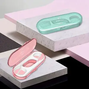 4Pcs Compact Oral Care Storage Boxes - Transparent Lid Design With Ergonomic Handle, Durable PC Construction In Pink/Mint Green, Perfect For Dental Floss & Toothpick Portability