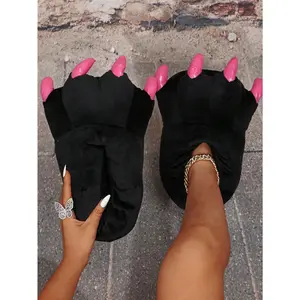 Cute Dinosaur Claw Slippers, Anti-Slip Warm House Slippers For Women, One Size Fits All, Red,Halloween