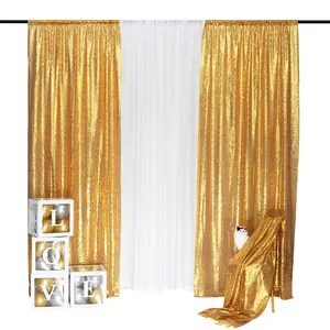 JYFLZQ Gold Sequin Backdrop Curtains 10FTx10FT Glitter Gold Photo Backdrop for Wedding Party Stage Decorations Graduation Ceremony