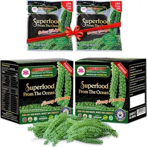 HOT! LONGEVITY SEA GRAPES Dehydrated Seaweed Snack Bag, 8.4oz Low Sugar Umibudo Green Caviar Lato, 12 Packs (240g Total), Gluten-Free, 6 Months Shelf Life, Health & Immune Support, Natural Ocean Gift