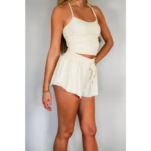 Flutter Away Gingham Shorts - Yellow