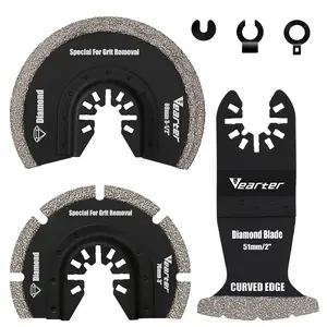 3PCS Diamond Oscillating Saw Blades, Universal Multitool Blades for Grit Grout Removal, Quick Release Multi Tool Kit for Tile, Air Brick, Cement, Concrete, Masonry outdoorfun