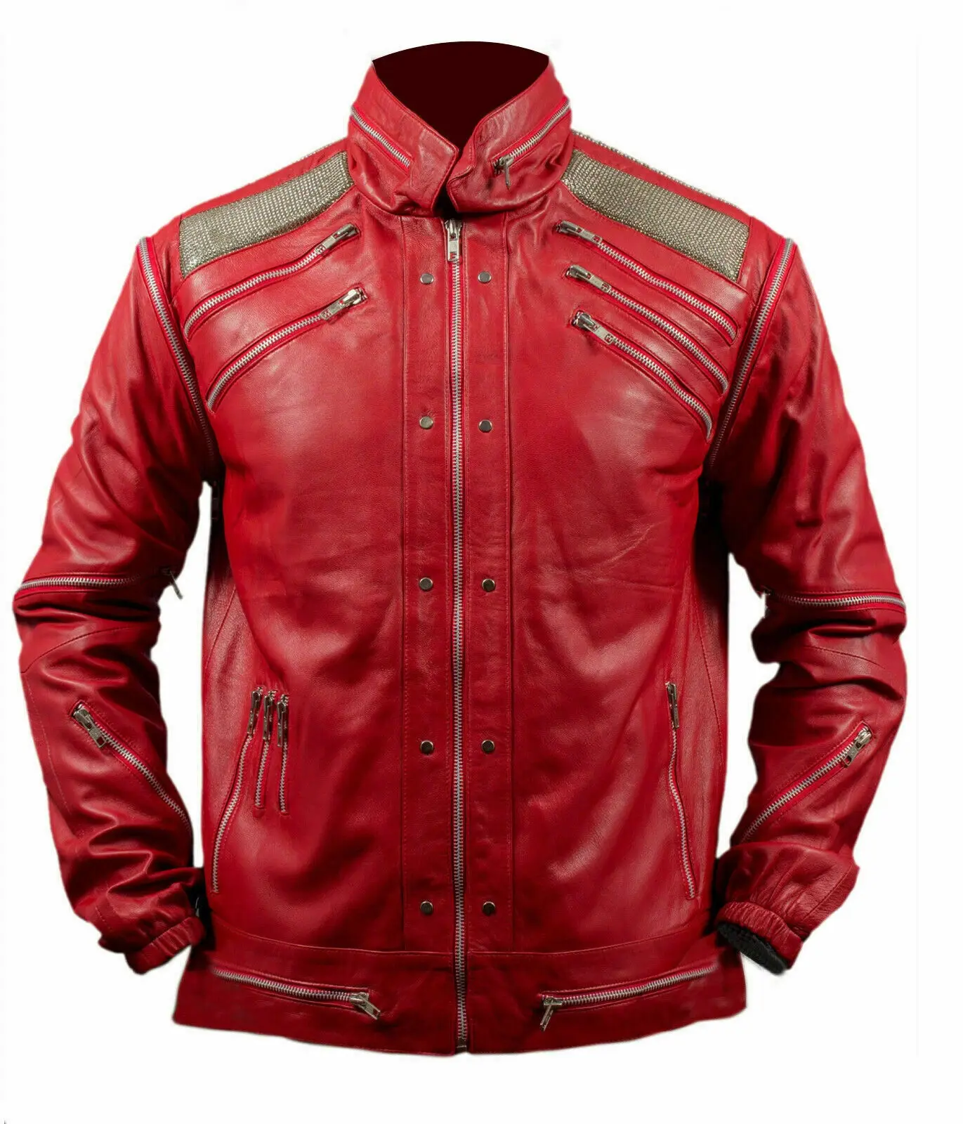 Beat it MJ Beat it Leather Jacket with Metal Mesh