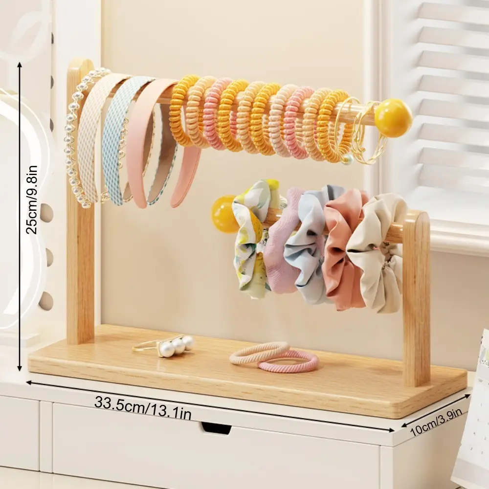Hair accessories storage artifact desktop shelf solid wood hairband jewelry rack Display Storage Rack Accessory Storage Rack