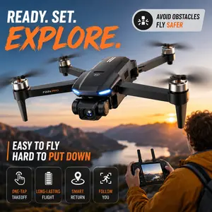 Brushless Motor Drone with Screen Remote Control, Foldable FPV Quadcopter with Multi-Camera, Smart Obstacle Avoidance RC Drone for Adults Beginners, 360° Flip, 3-Speed, Carrying Case Included