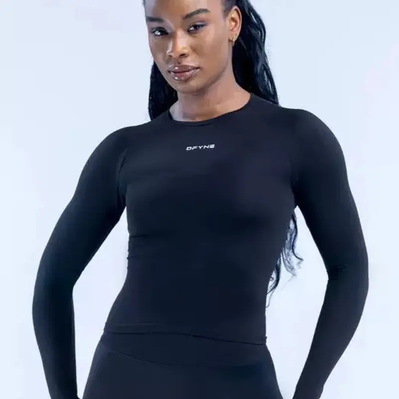 Women's Long Sleeve Workout Tops, Seamless Yoga Shirt Slim Fit Athletic Running Gym Tops, Stretchy Breathable Sportswear for Yoga Pilates Fitness