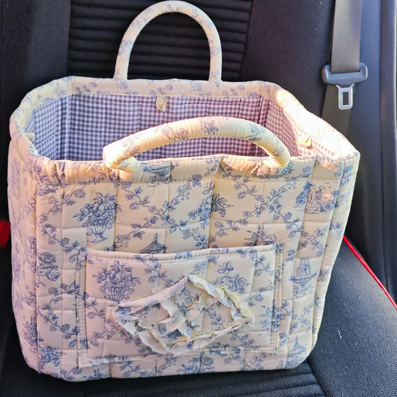 Car Trunk Organizer - 32x26x25cm Cotton Car Accessories Interior, Durable and Long-Lasting, Easy to Clean, Space-Saving Storage Basket for Vehicle, Home Clothes & Toys Organization