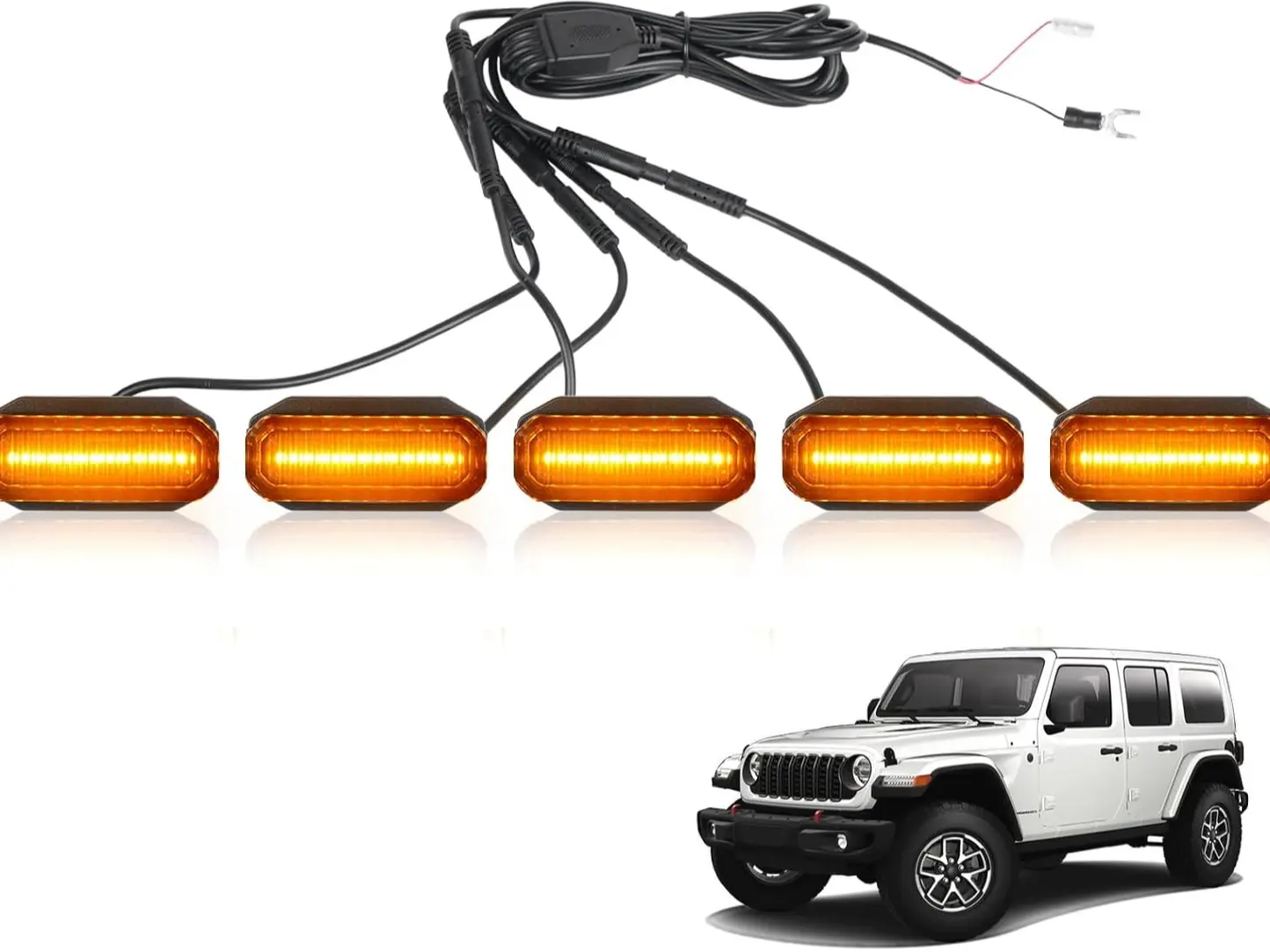 Maiker Amber LED Grille Lights Compatible with 2024-2025 Jeep Wrangler JL JLU & Gladiator JT Original Factory Grille, 5PCS Front Grille Marker Lights