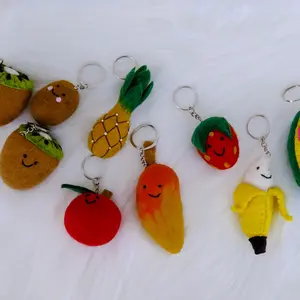 Felt Fruits Keychain, Fruits Themed decorations, Felted Apple, Kiwi, Avocado, Banana, Mango Keychain, Backpack Charm, Keychain Plushies, Handmade Keychain