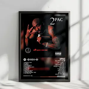 2Pac "All Eyez on Me" Album Cover Poster - with Complete Tracklist - NO FRAME
