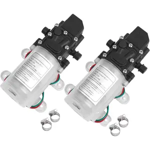 12V DC  Water Pump with 2 Hose Clamp 12  Diaphragm Pump Self Priming Sprayer Pump with   4.5 L/Min 1.2 GPM 80 PSI Adjustable for RV Camper Marine Boat La Transparent color (2)