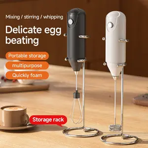 Portable Electric Mixer Battery Powered Easy Clean Compact Lightweight Ergonomic Handle Anti-Spill Design Ideal for Coffee Latte Cappuccino Coffee Frother Mixer