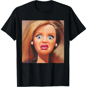 Funny Disgusting Doll face Meme Hilarious Sarcastic Gift Y2K T-Shirt summer clothes