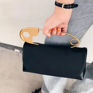 Safety Pin Leather Clutch
