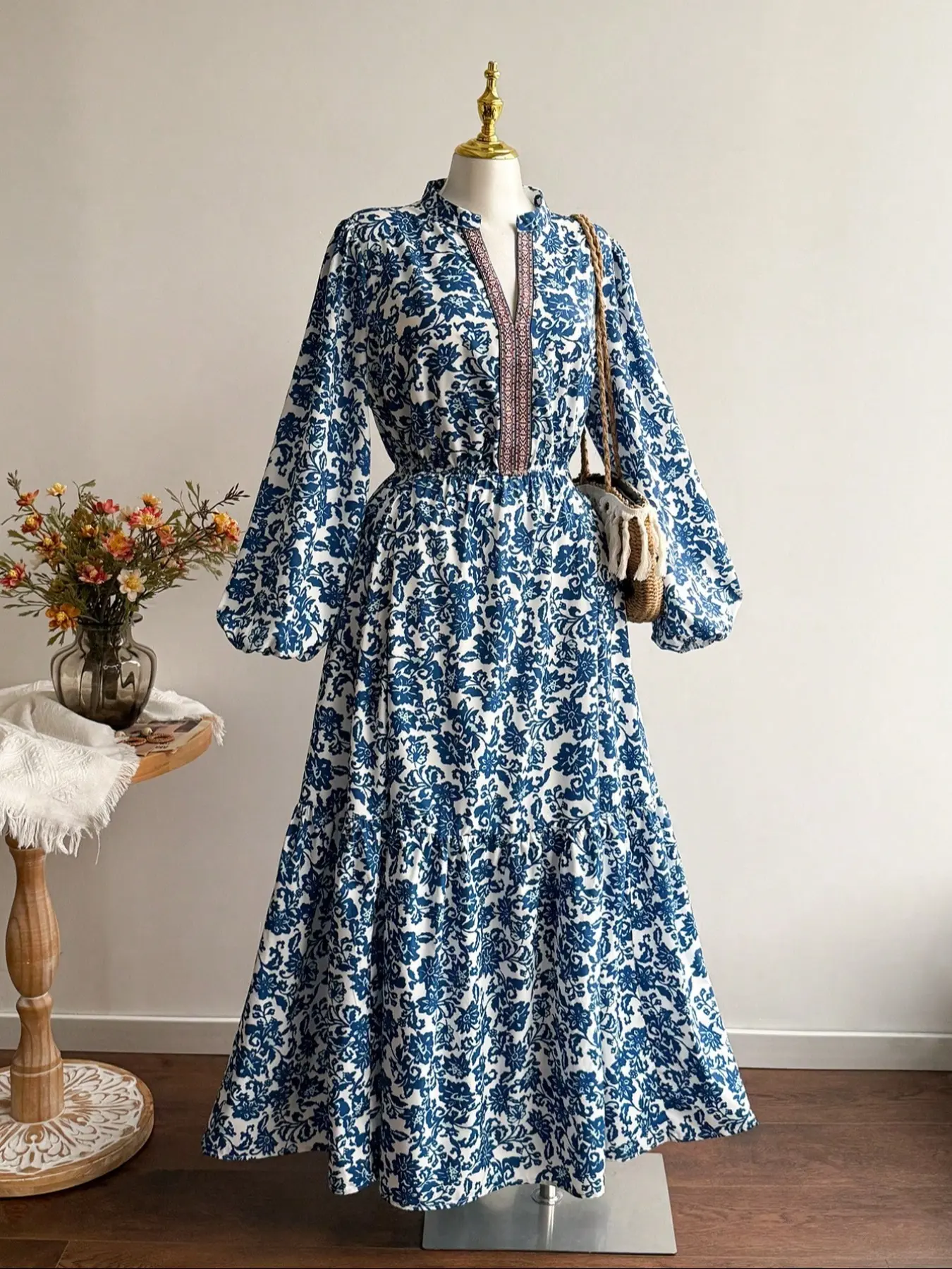 buy summer maxi dress Tropical Satin Scarf Tie Halter Maxi Dress Birds of Paradise / 14