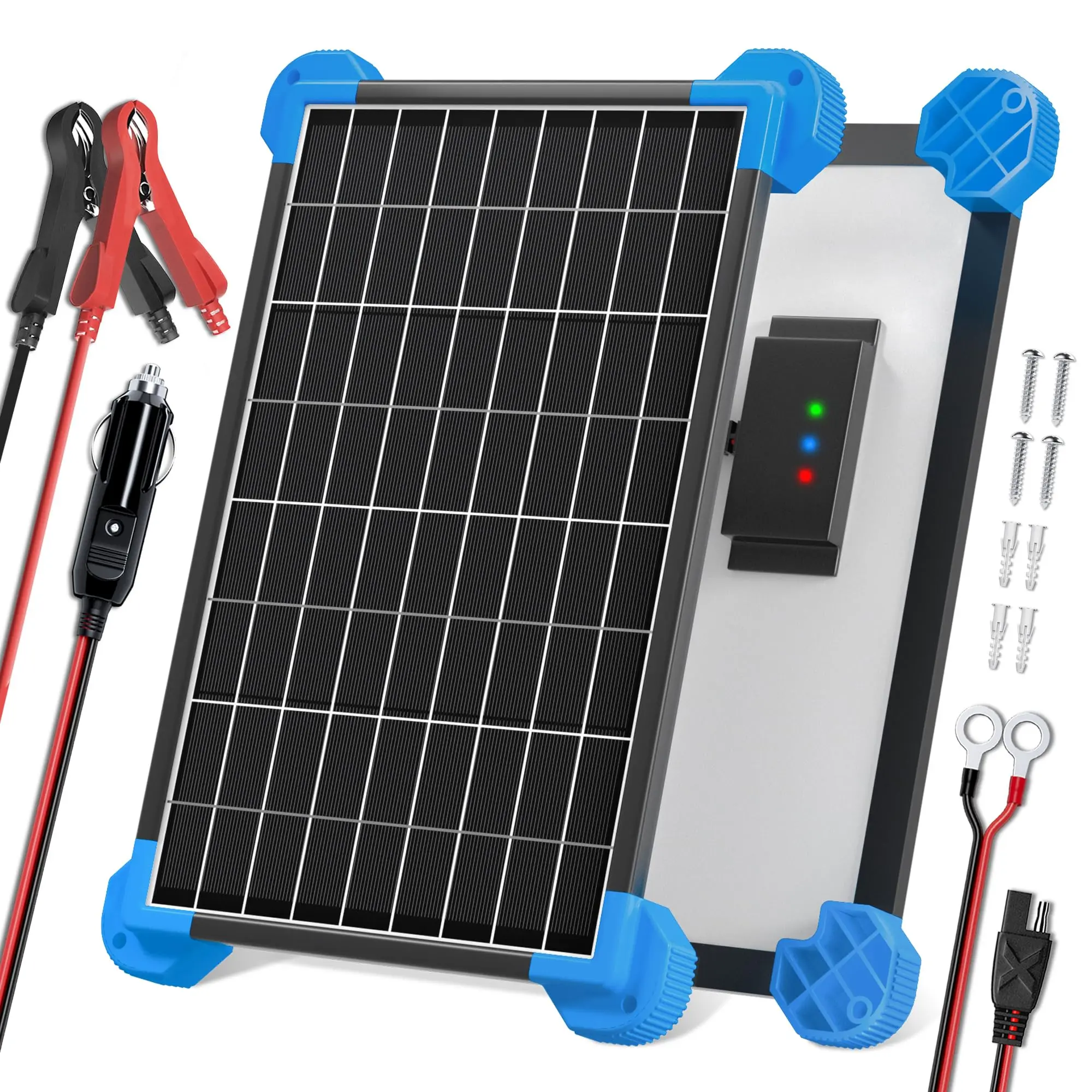 POWOXI 10W 12 Volt Solar Car Battery Trickle Charger Maintainer Waterproof Solar Panels Kit 12V Batterys, 10Watt Solar Panels for RV Boat Car Motorcycle Snowmobile battery  chargers