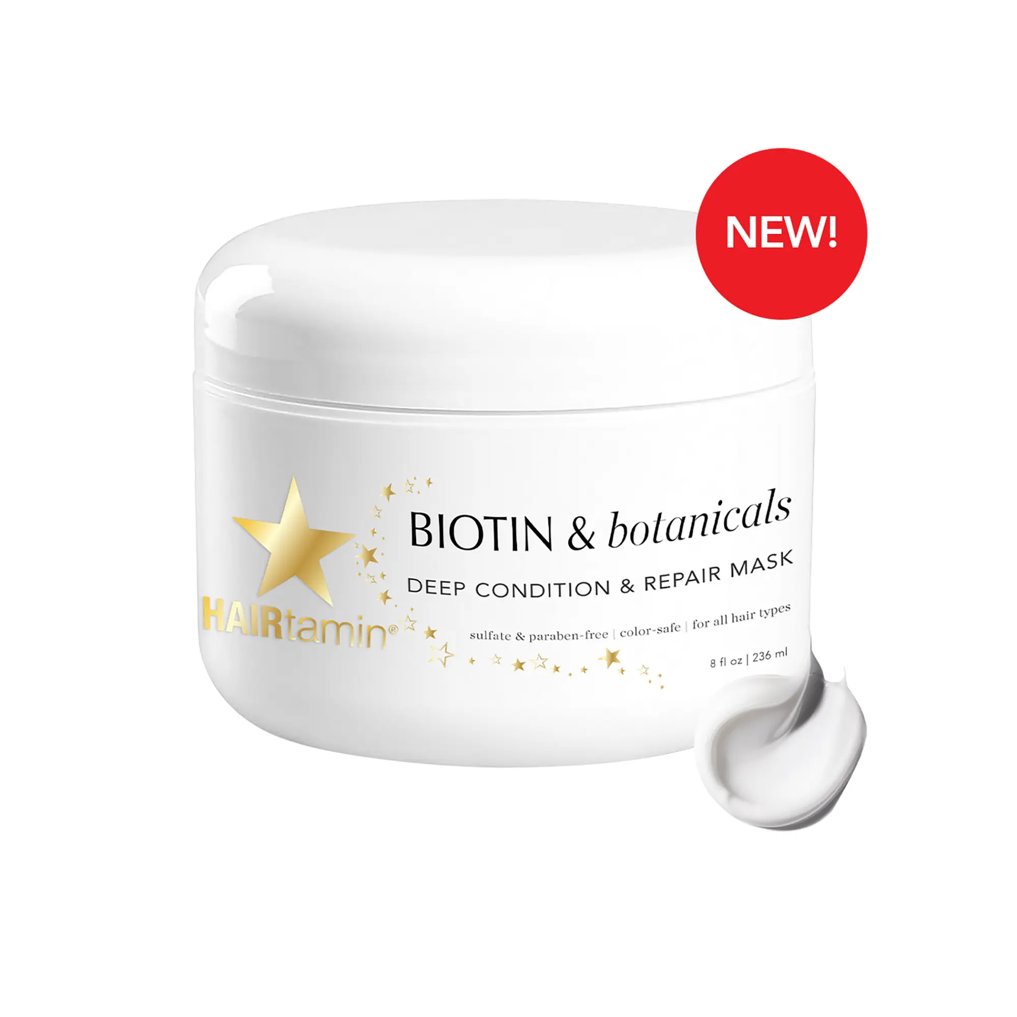 HAIRtamin Biotin Hair Mask, Deep Conditioning Treatment for Bleach Damage Repair, Frizz Control & Smooth Hair, 8oz, Moisturizer, Haircare, Anti Frizz Hair Masks