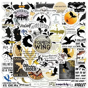 Fourth Wing Book Stickers Set - 50 Pieces | Laptop, Phone, Notebook, Waterproof Decals | Unique Literary Stickers | Perfect Gift for Book Enthusiasts
